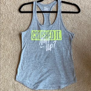 Grey Nike Graphic Racerback Tank Top Sz S EUC
